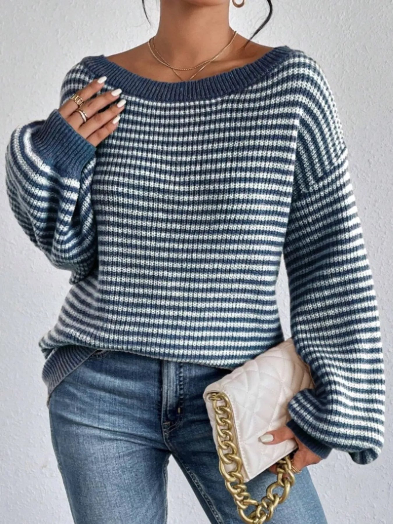 Striped Boat Neck Sweater