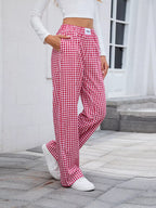 Plaid Wide Leg Casual Pants