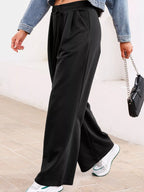 Tied Elastic High Waist Pleated Detail Solid Sweatpants
