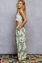 POL Floral Printed Woven Wide Leg Drawstring Pants