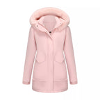 Full Size Fur Hooded Warm Winter Parka Outerwear Plus Size