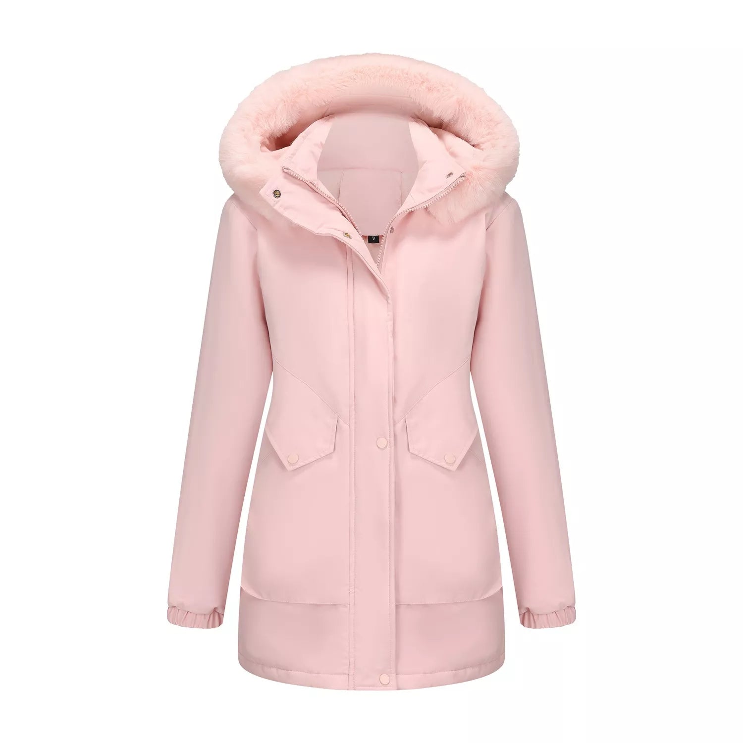 Full Size Fur Hooded Warm Winter Parka Outerwear Plus Size