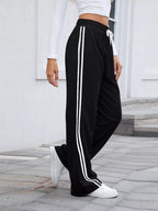 Side Striped Wide Leg Pants
