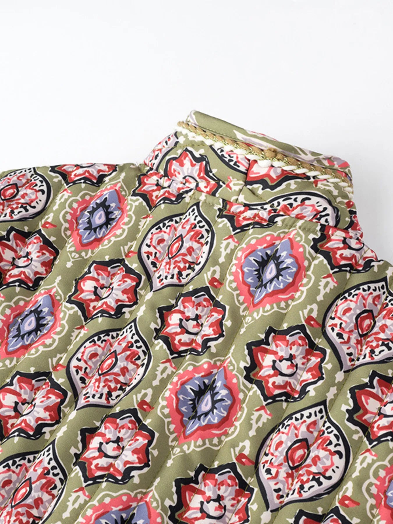 Belted Open Front Floral Winter Coat