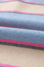 Striped Color Block Johnny Collar Sweater