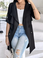 Drape Collar Lightweight Trench Coat