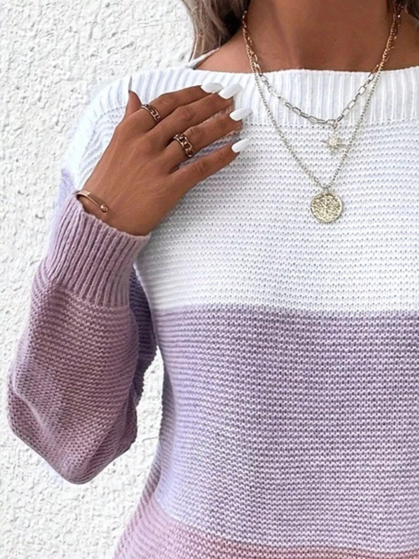 Color Block Long Sleeve Sweater