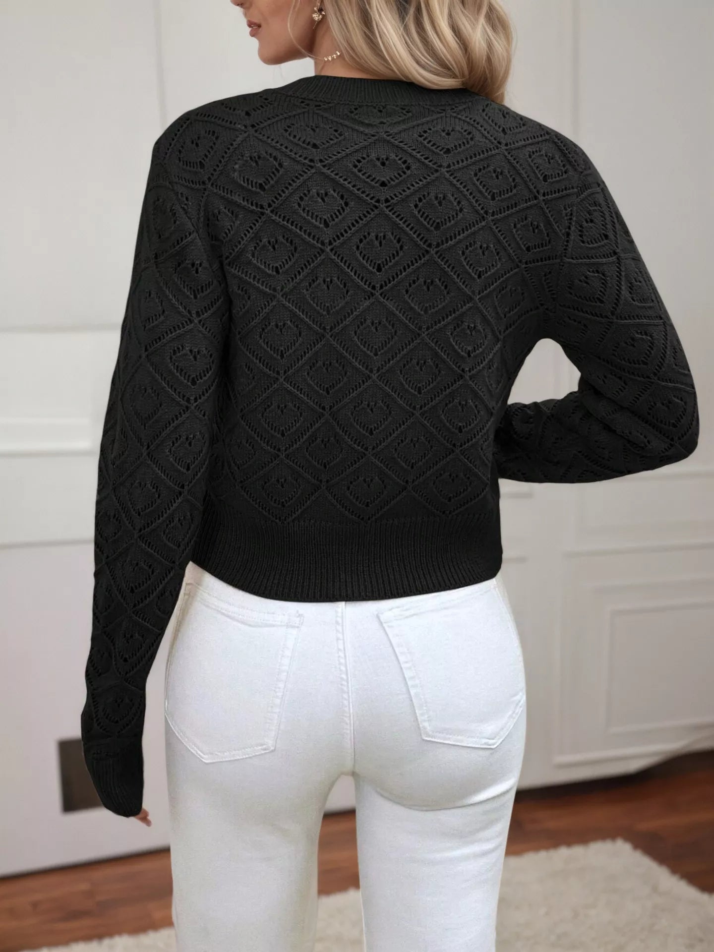 Long Sleeve Button-Up Cropped Cardigan