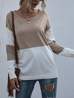 Color Block Round Neck Sweater