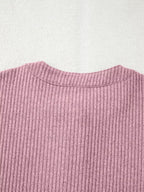 Ribbed Texture Drop Shoulder Henley Top