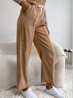 Wide Leg Drawstring Casual Pants