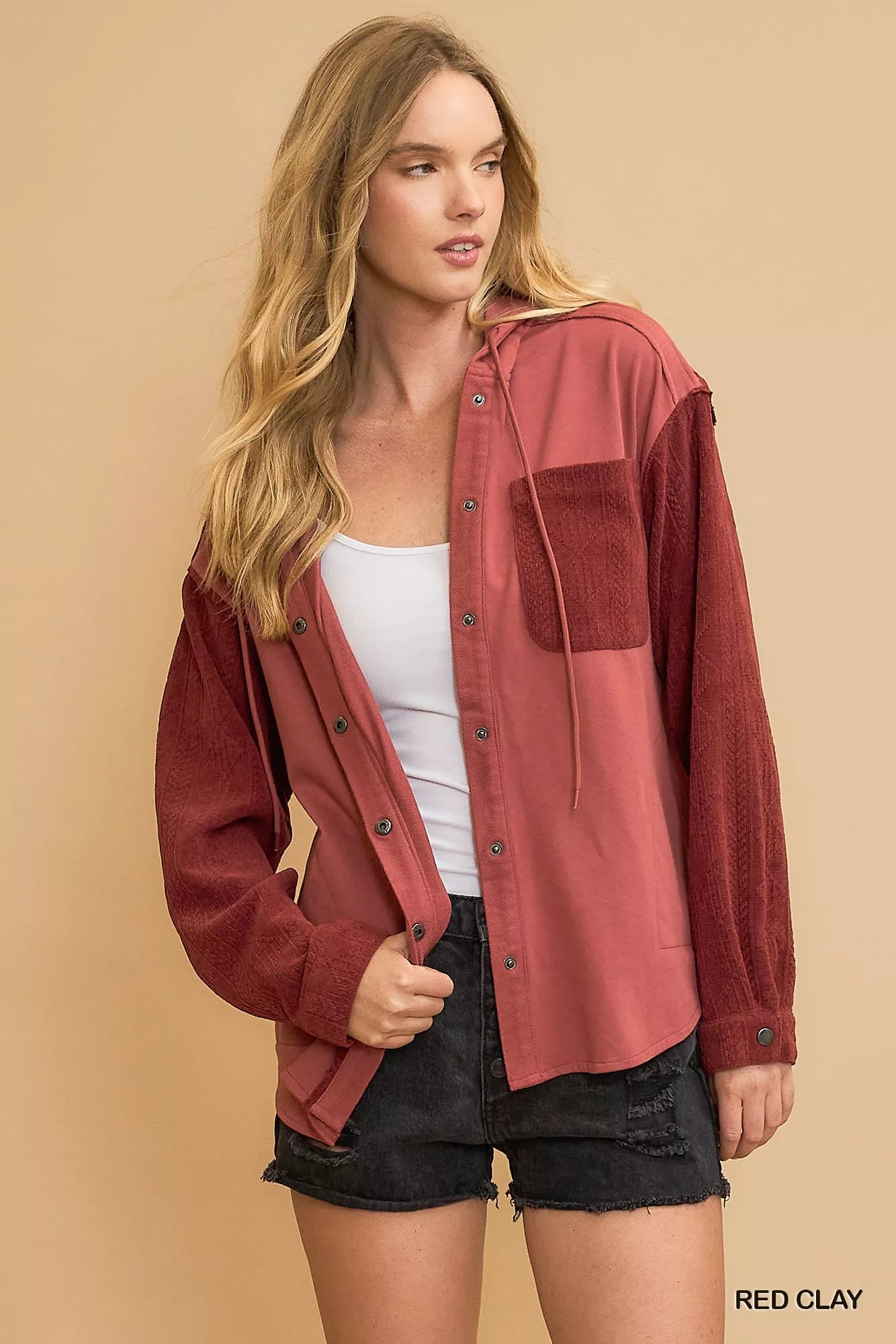 Umgee Washed French Terry Shacket