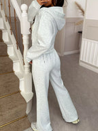 Zip-Up Hoodie and Wide Leg Pants Set