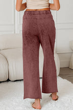 Mineral Wash High Waist Raw Hem Pants