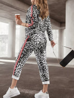 Stripe Leopard Print Top and Pants Set