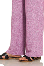 Zenana Soft Melange Short Sleeve Tee & Long Pants Set