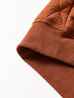 Geometric Quilted Half Zipped Loose Sweatshirt