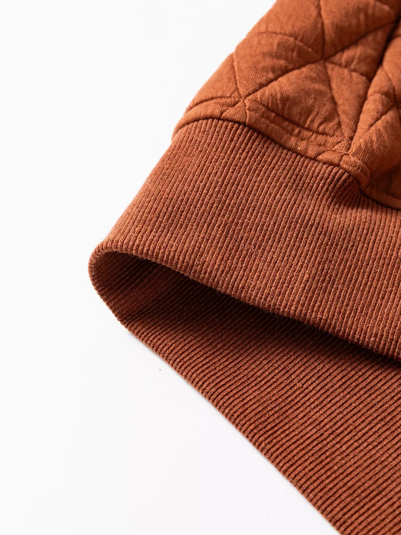 Geometric Quilted Half Zipped Loose Sweatshirt