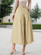High-Waisted Pleated Wide-Leg Cropped Pants