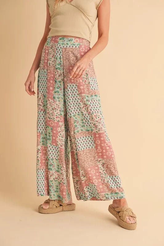 Aemi+Co Printed Wide Leg Pants