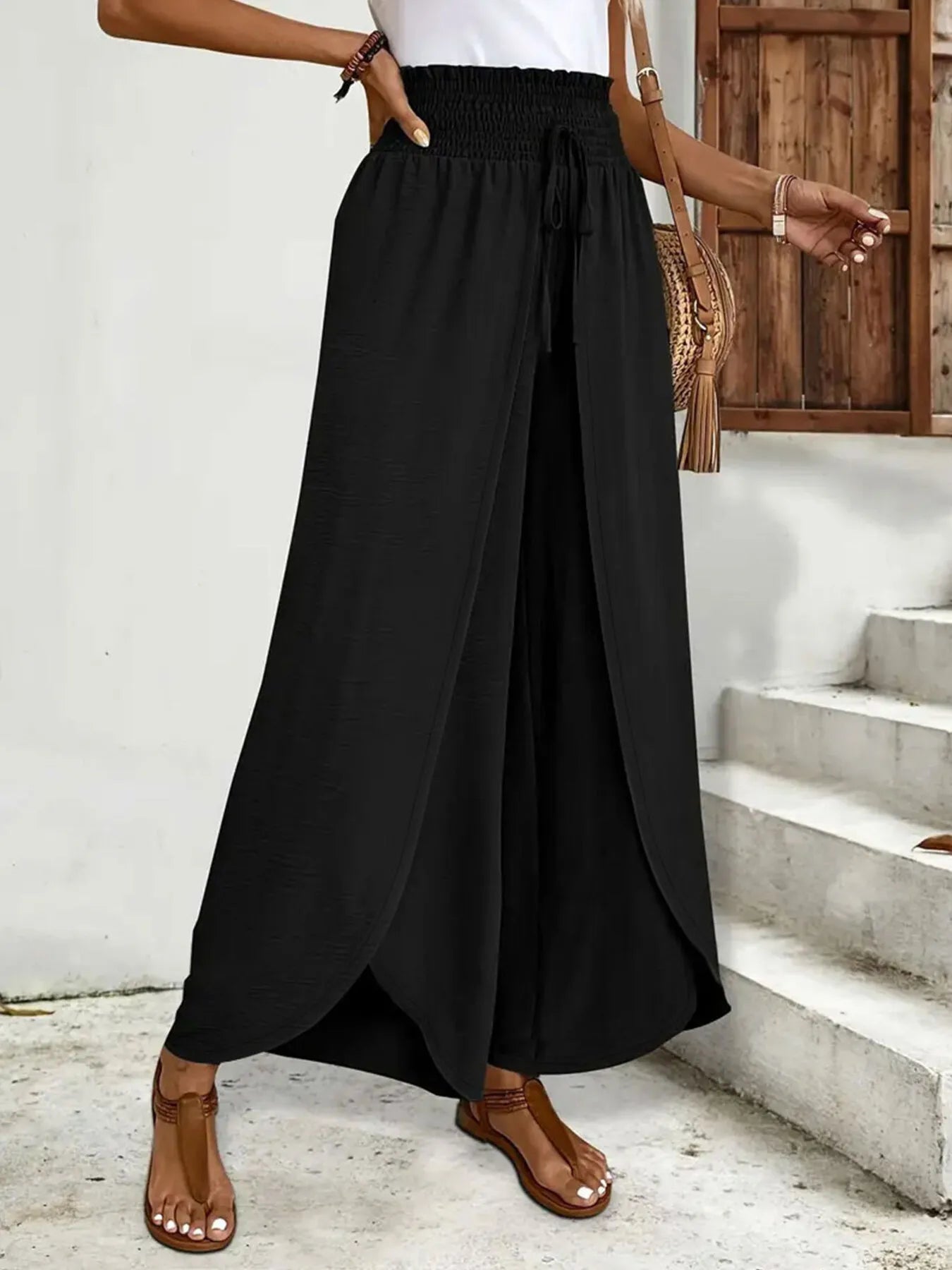 High-Waisted Side Slit Pants