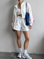 Zip Up Long Sleeve Jacket and Shorts Set