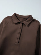 Collared Sweatshirt and High Waist Pants Active Set