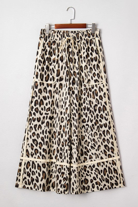 Leopard Wide Leg Cropped Pants
