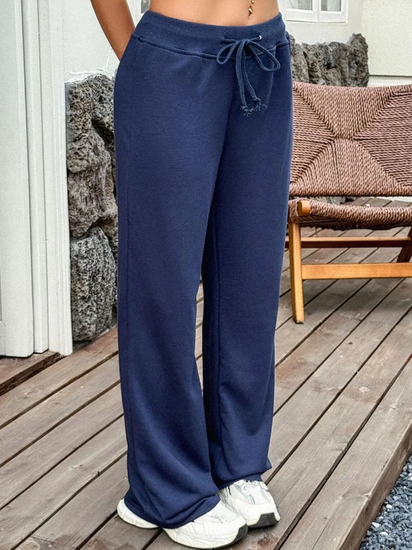 Drawstring Wide Leg Active Pants