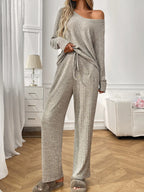 Ribbed Long Sleeve Top and Pants Lounge Set