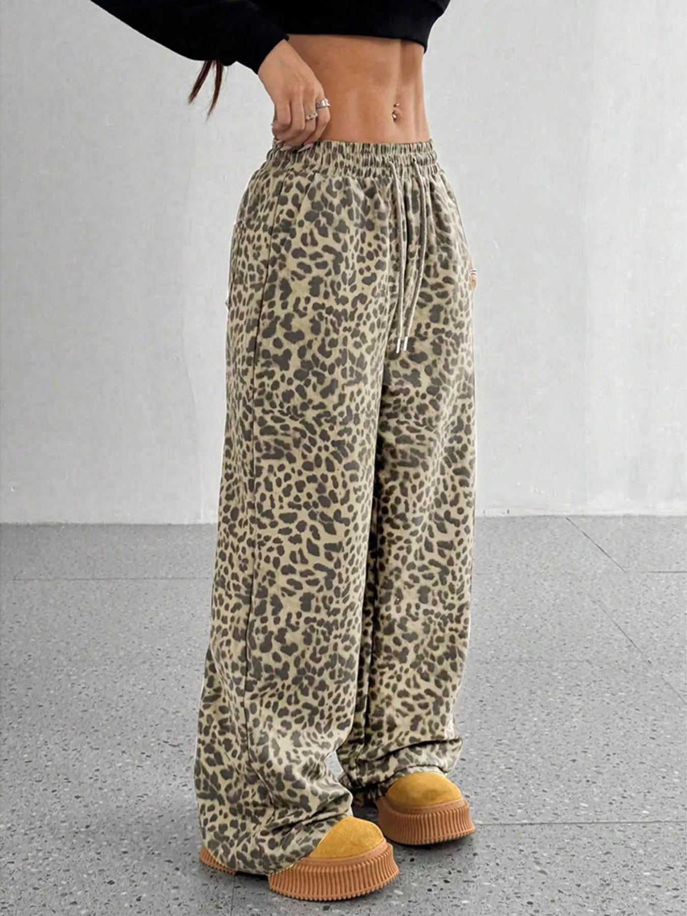 Full Size Leopard Print Wide Leg Pants Plus Size