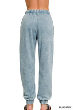 Zenana Acid Wash Fleece Sweatpants with Pockets
