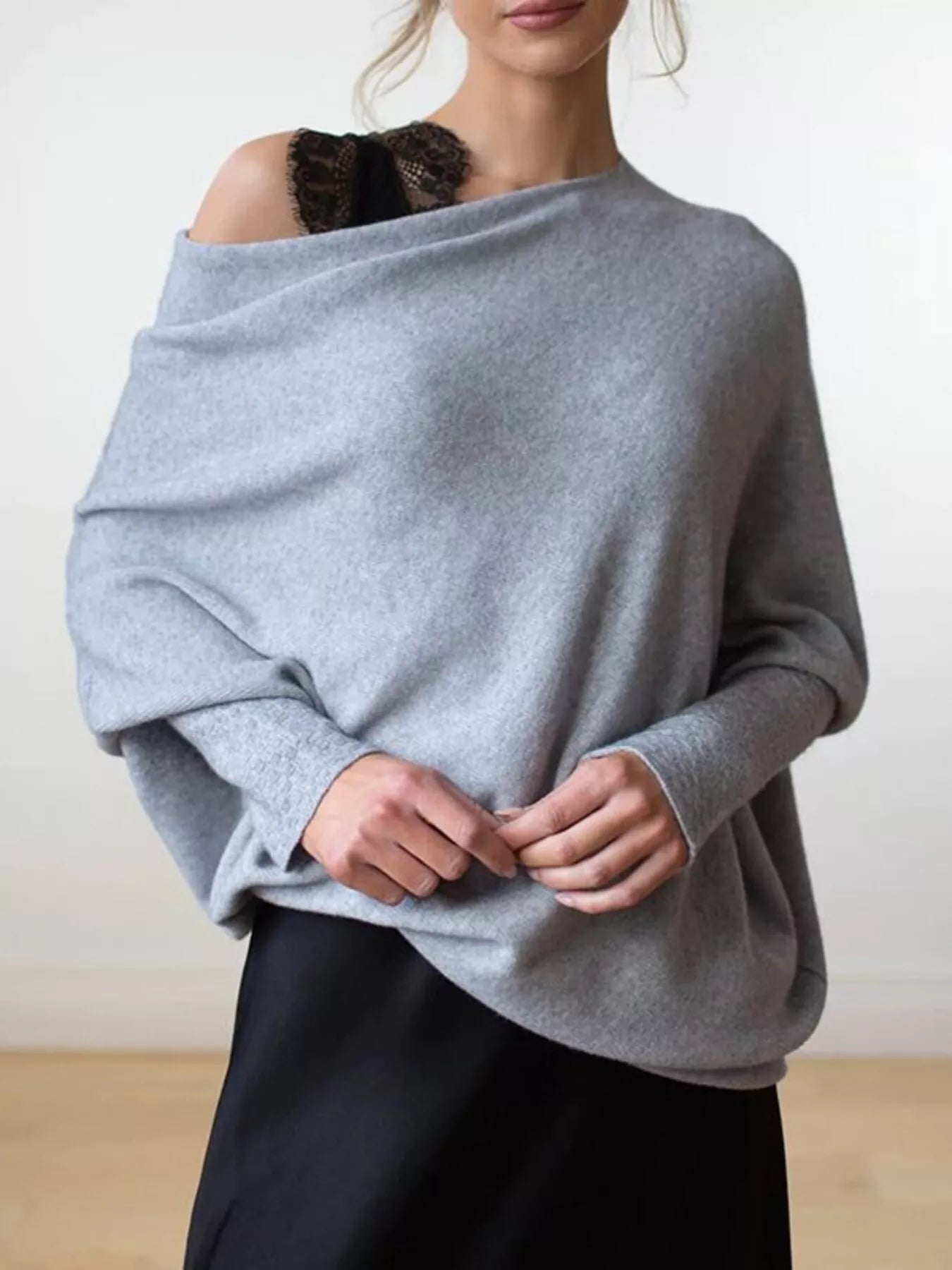 Boat Neck Long Sleeve Sweater