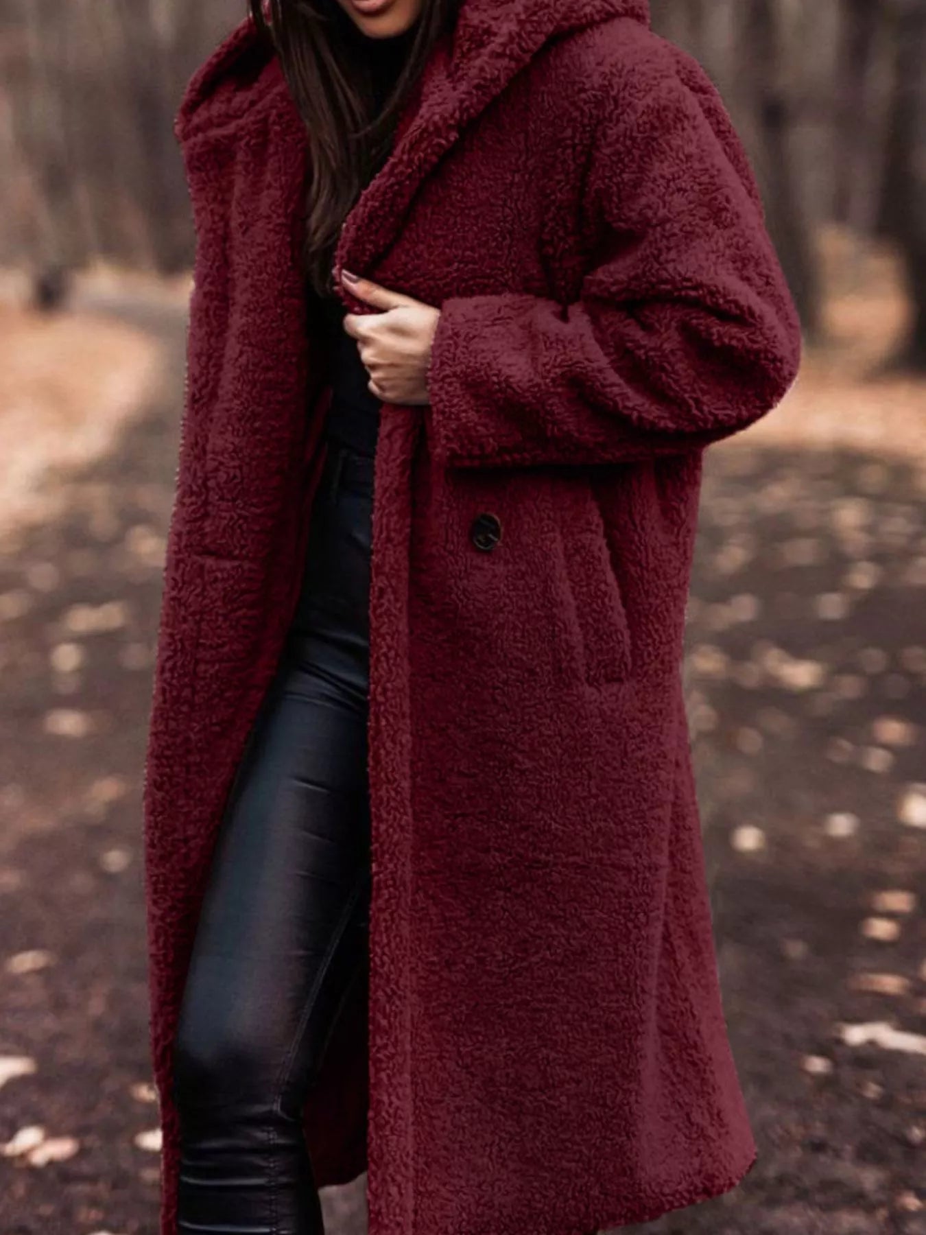 Teddy Bear Hooded Longline Outerwear