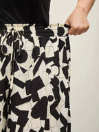 Plus Size Abstract Print Wide Leg Pants