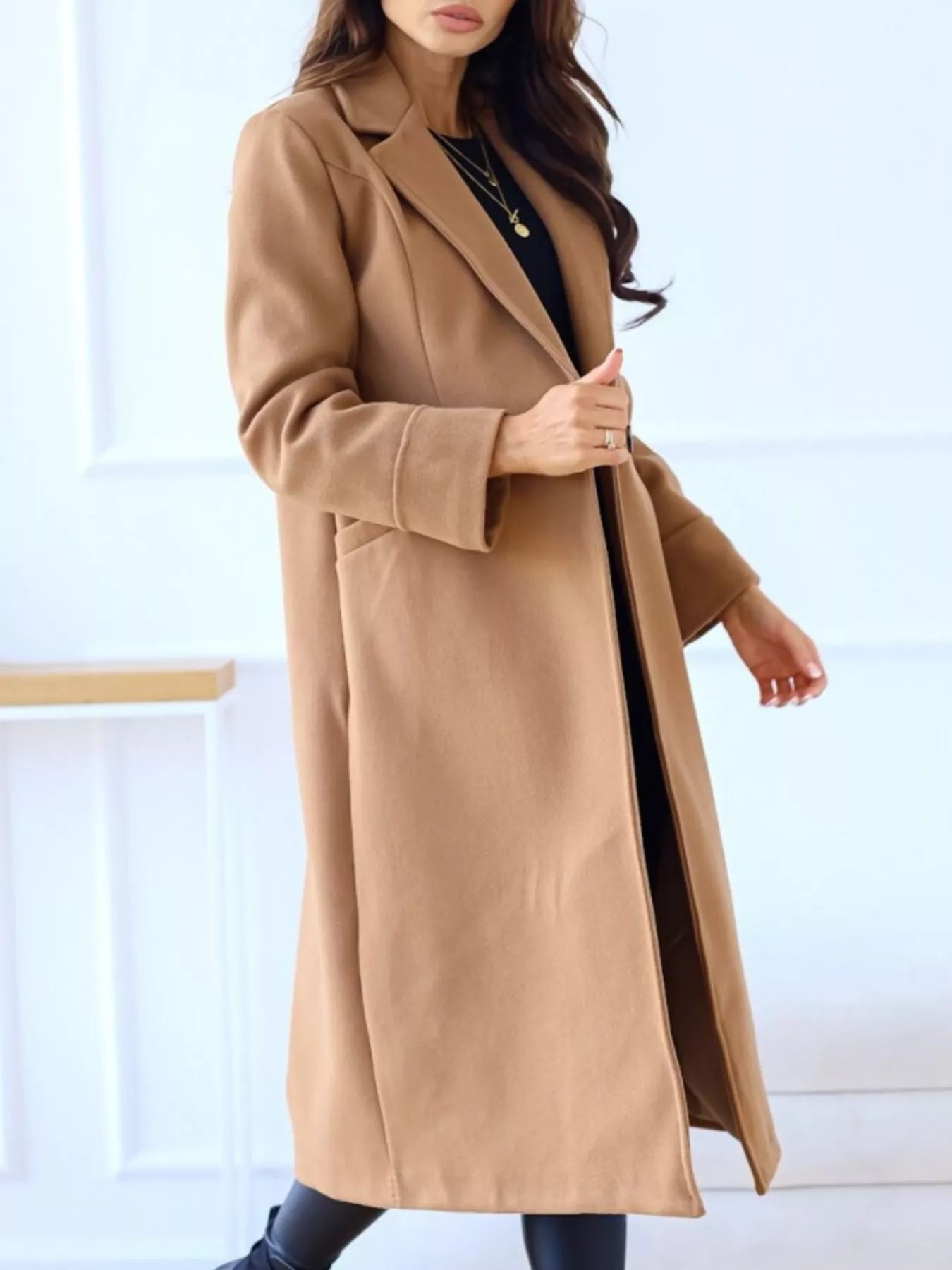 Lapel Collar Wool Blend Overcoat