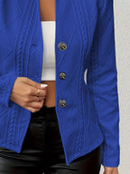 Textured Knit Button-Front Blazer