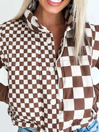 Double Checked Stand Collar Cropped Puffer Vest