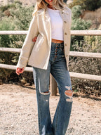 Suede Sherpa Lined Western Loose Jacket