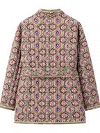 Belted Open Front Floral Winter Coat