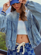 Washed Zip Up Denim Jacket