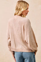 BiBi Two Tone Knit Cardigan with Leaf Patches