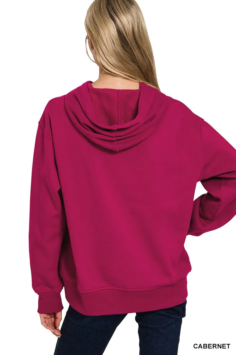 Zenana Fleece Kangaroo Pocket Hoodie