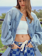 Washed Zip Up Denim Jacket