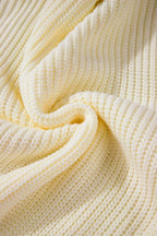 Cable Knit Pumpkin Raw Hem V Neck Loose Sweater