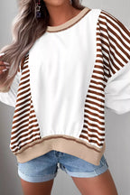 Stripe Colorblock Patchwork Contrast Stitching Sweatshirt
