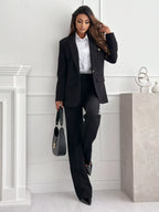 Lapel Collar One Button Blazer