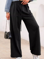 Tied Elastic High Waist Pleated Detail Solid Sweatpants
