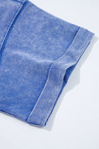 Acid Wash Star Patched Rolled Trim Top and Pants Set