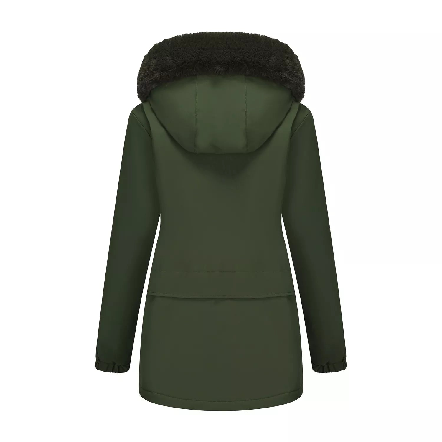 Full Size Fur Hooded Warm Winter Parka Outerwear Plus Size